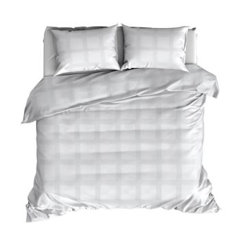 Bonnanotte Satin Cotton Duvet Cover Square - White Bonnanotte Satin Cotton Duvet Cover Square - White
