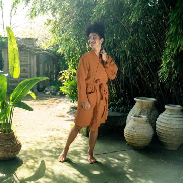 Kayori Cato Bathrobe - Leather - Cotton