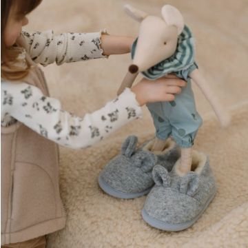 Merino Wool Children's Slippers, Mouse